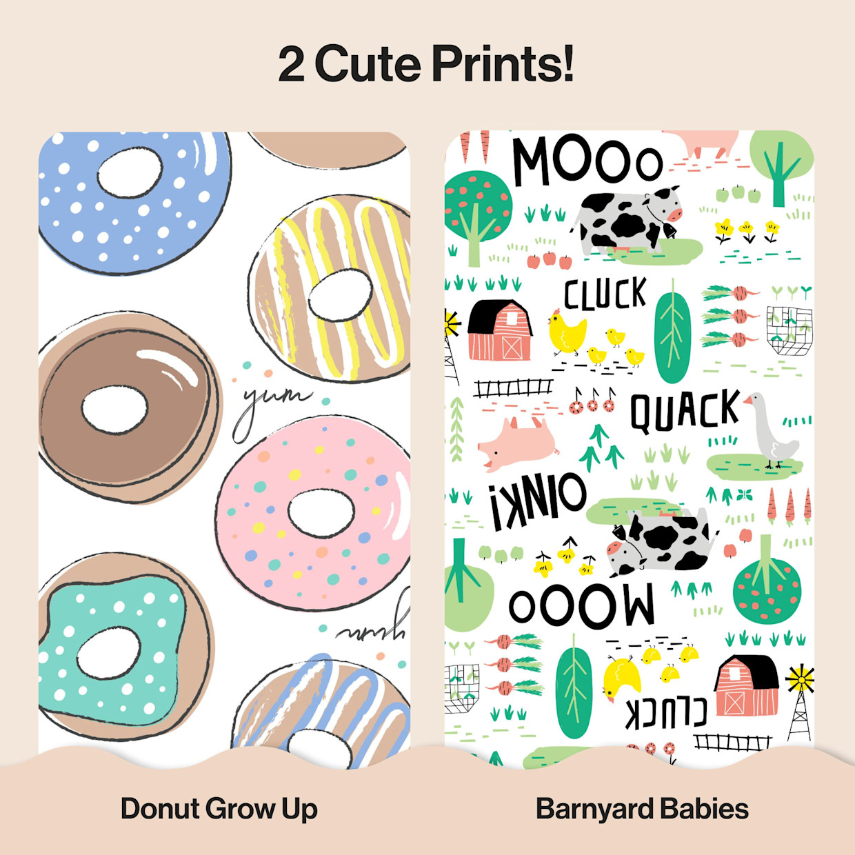 The Honest Company Clean Conscious Disposable Diapers Size 3-5 - Barnyard Babies + Donut Grow Up, Size 3, 62 Count.