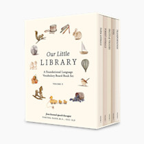 Our Little Library: A Foundational Language Vocabulary Board Book Set for Babies, Including Farm Animals, Forest Animals, Fruits and Veggies, Toys, and Transportation (Our Little Adventures Series)