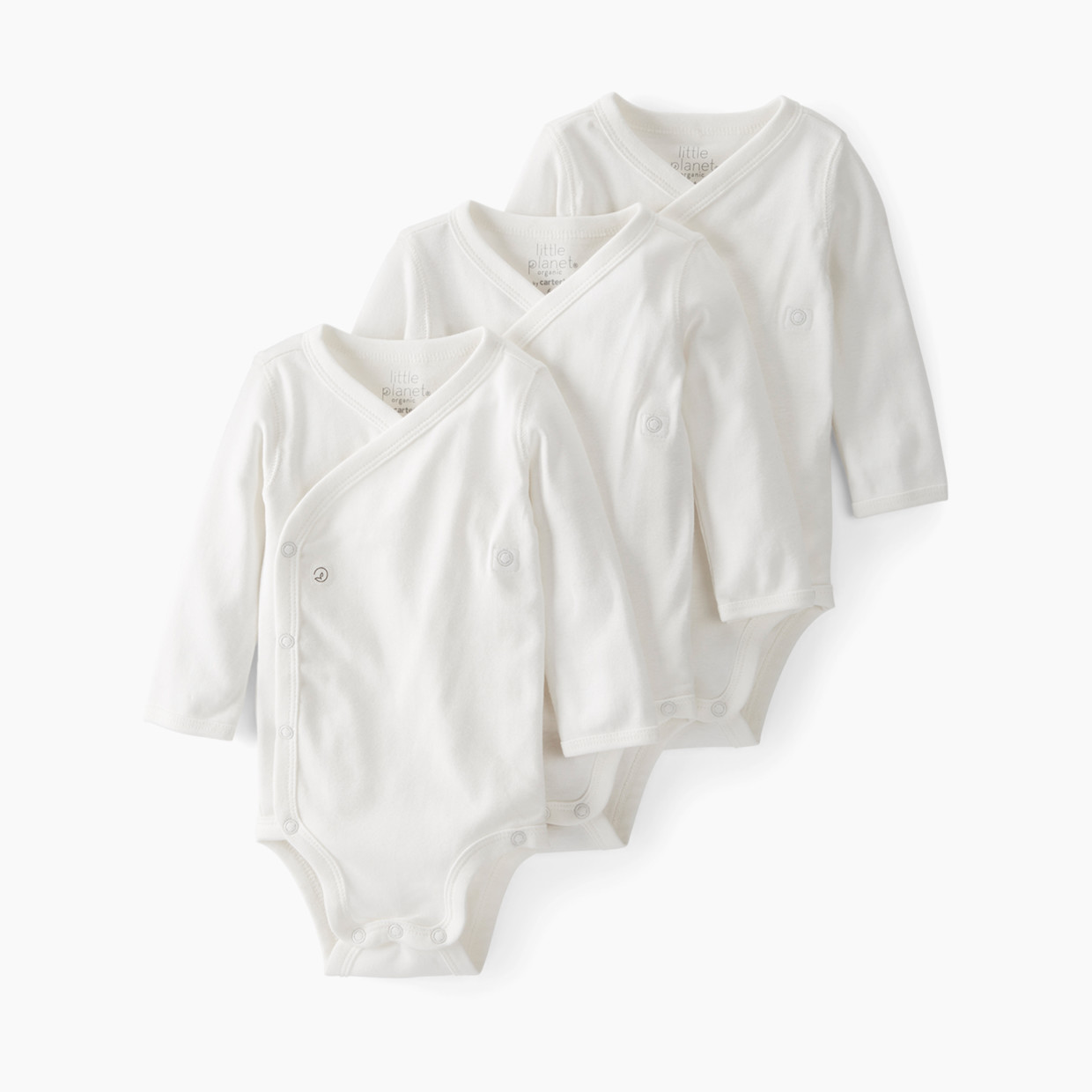 Carter's Little Planet Organic Cotton Rib Wrap Bodysuits (3-Pack) - Ivory, 3 M.