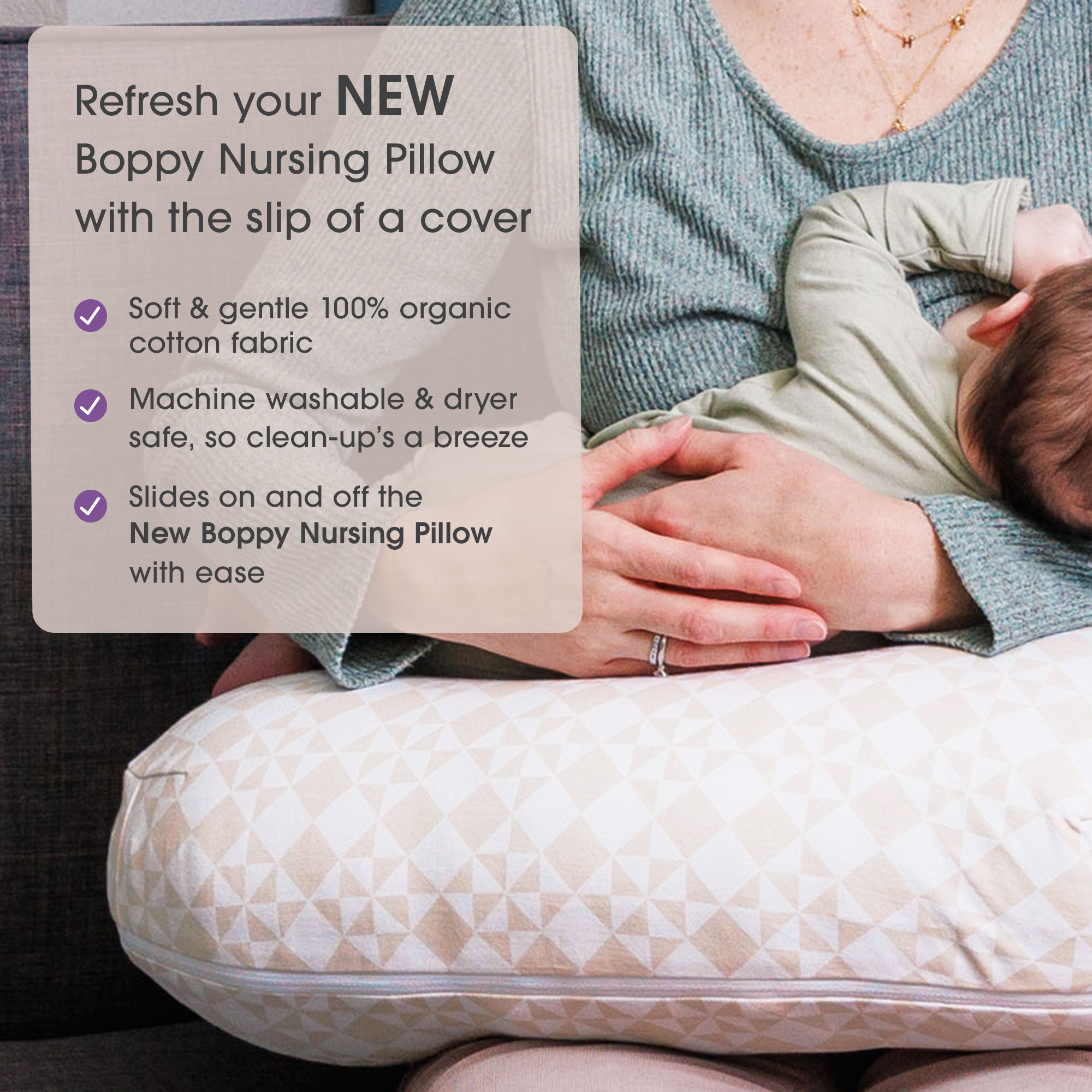 Boppy New Nursing Pillow Organic Cotton Cover.