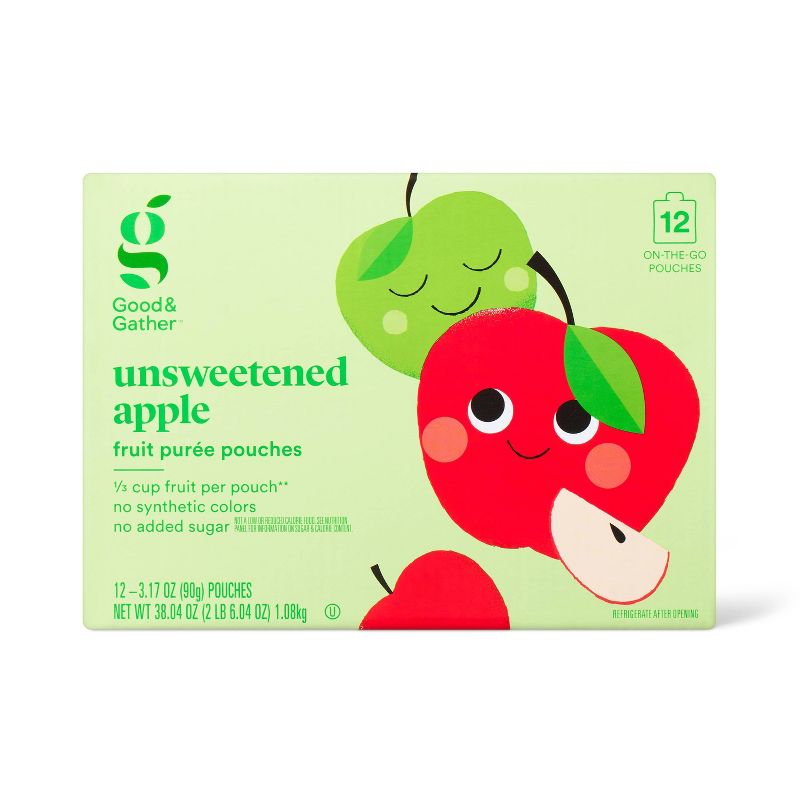 Good & Gather Unsweetened Apple Fruit Puree Applesauce Pouches.