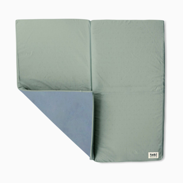 Toki Kids Standard Organic Cotton Play Mat - Sage Green/Ocean Blue.
