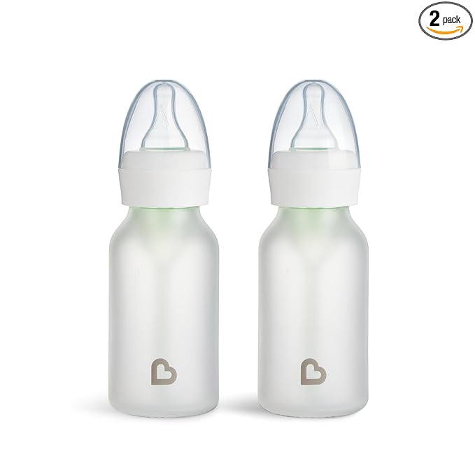 Munchkin Bond Silicone Coated Glass Baby Bottles - 4 Ounce, 2 Pack.