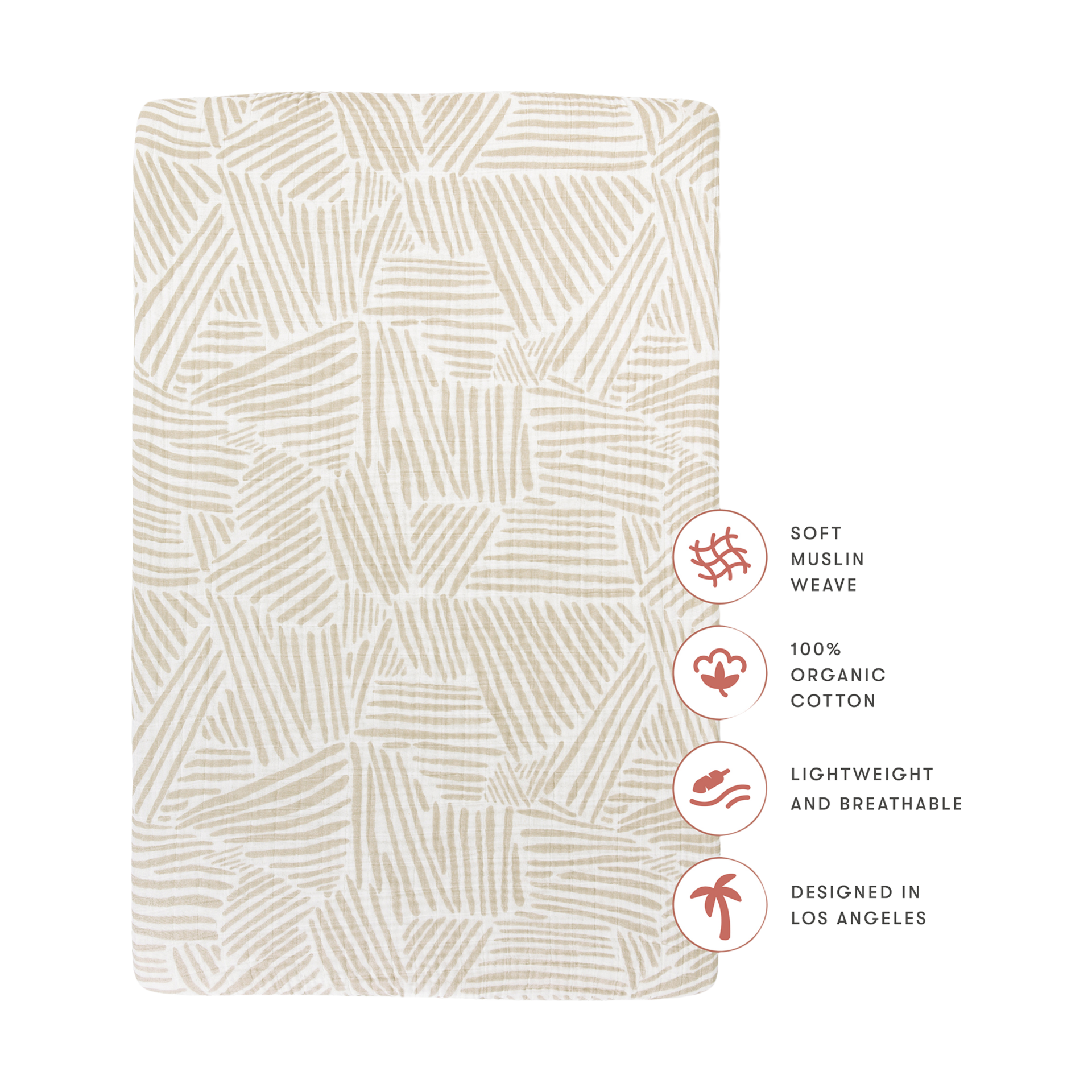 babyletto Mini Crib Sheet in GOTS Certified Organic Muslin Cotton Oat