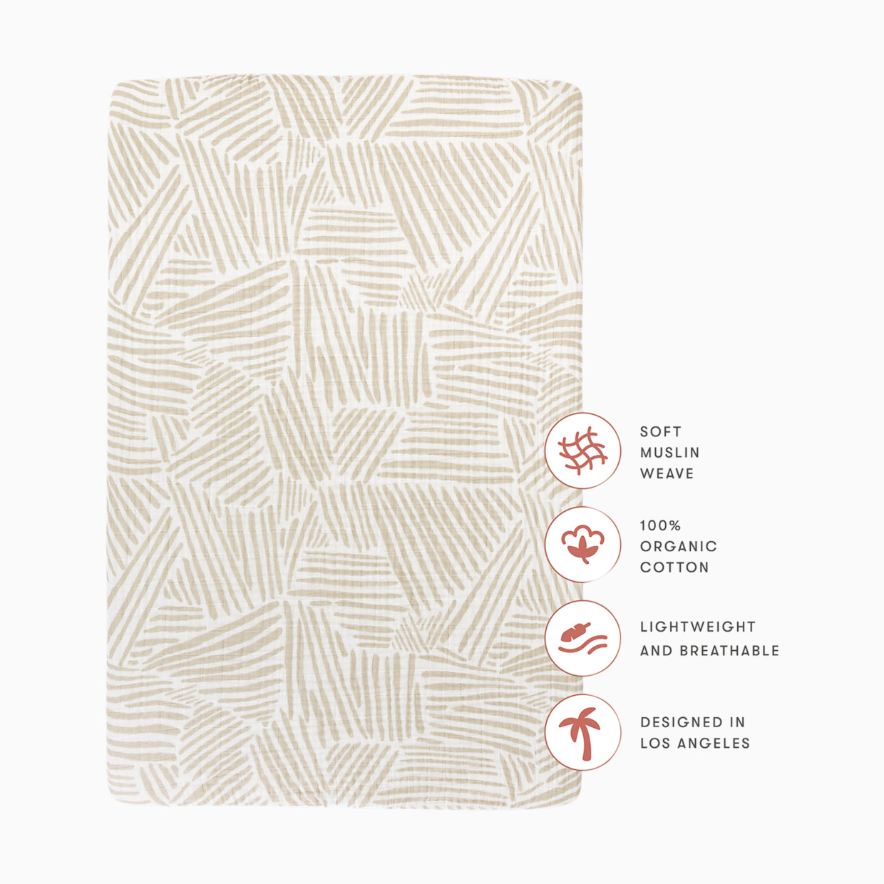 babyletto Mini Crib Sheet in GOTS Certified Organic Muslin Cotton - Oat Stripe.