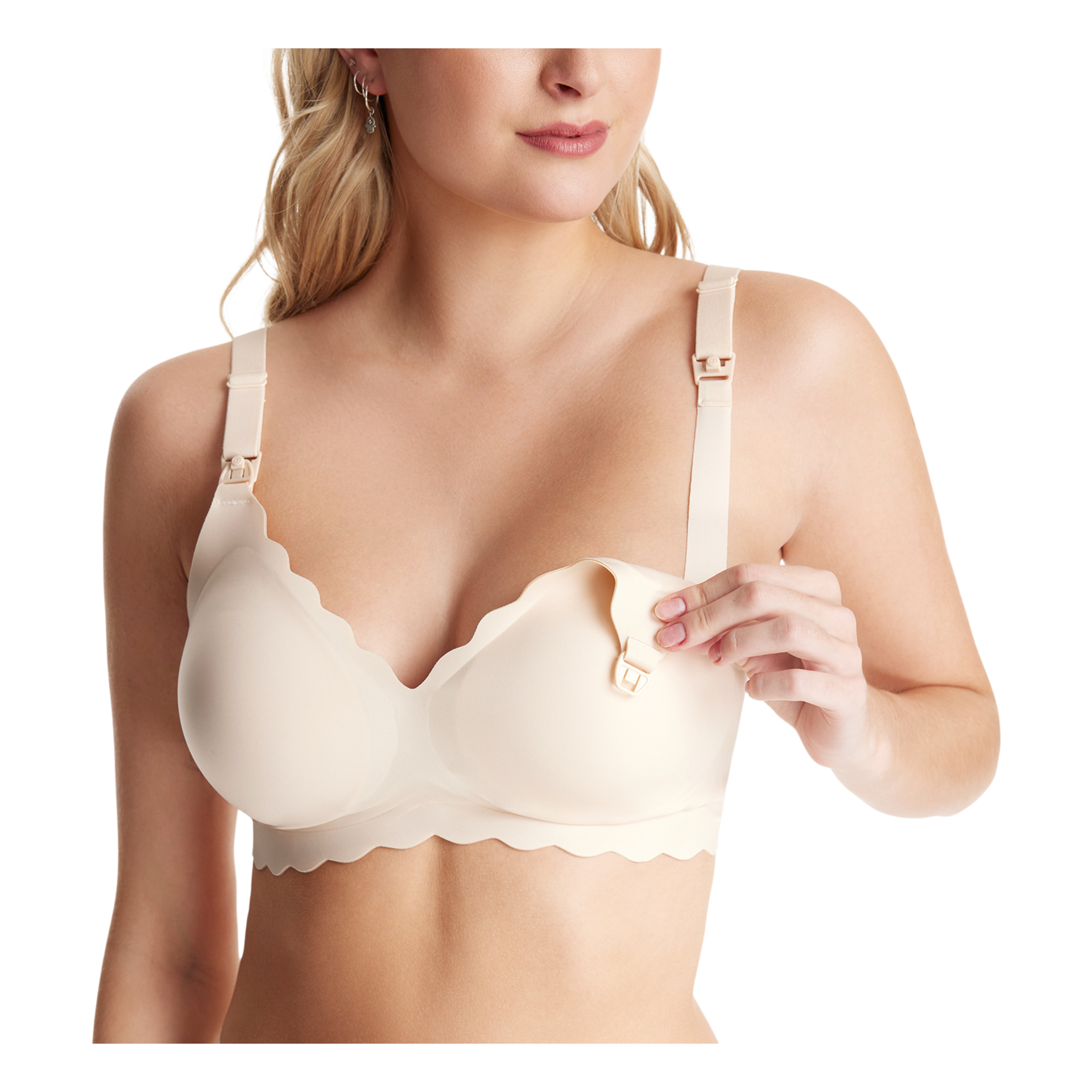 Momcozy Jelly Strip Nursing Bra - Cream, 2 Xl.