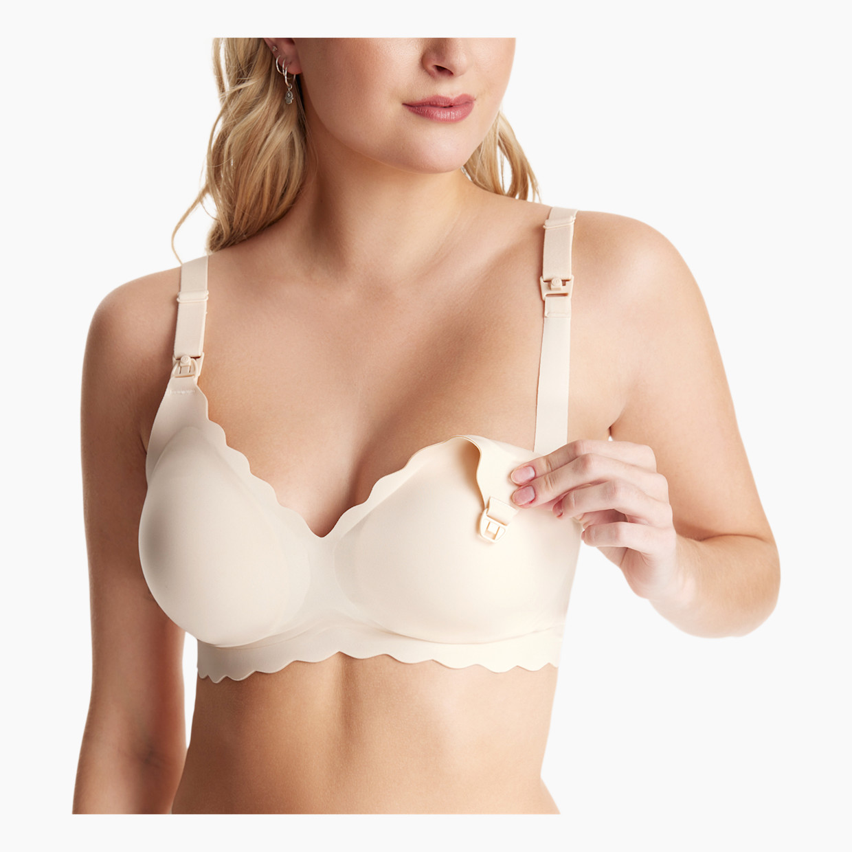 Momcozy Jelly Strip Nursing Bra - Cream, S.