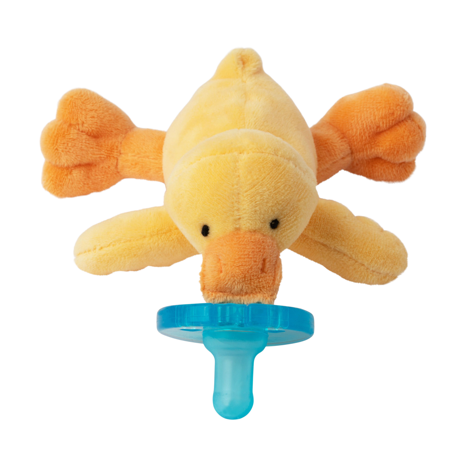 WubbaNub Pacifier - Baby Yellow Duck, Attached.