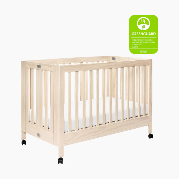 babyletto Maki Portable Folding Crib with Toddler Bed Conversion Kit - Washed Natural.