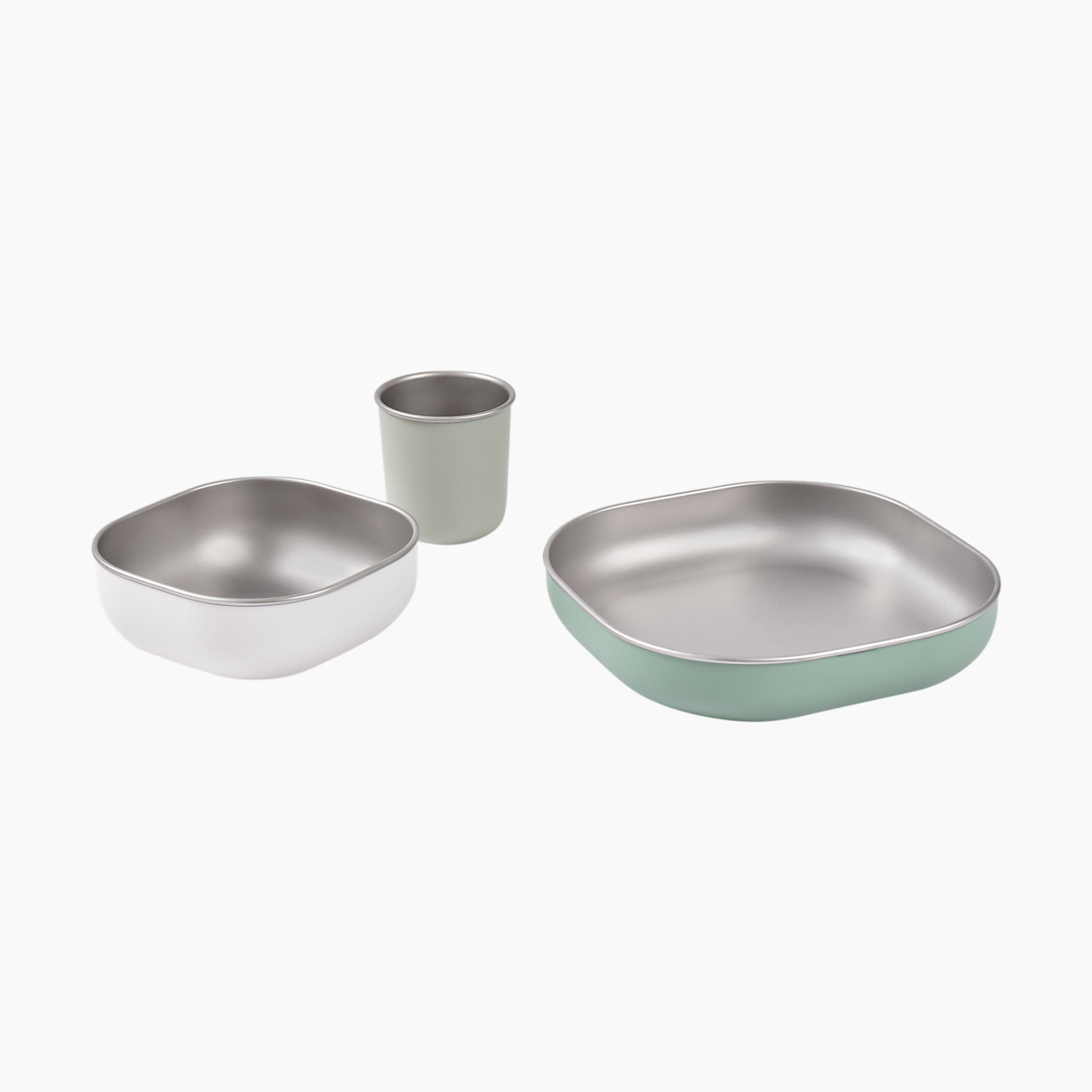 Beaba Stainless Steel Meal Set - Sage Green.