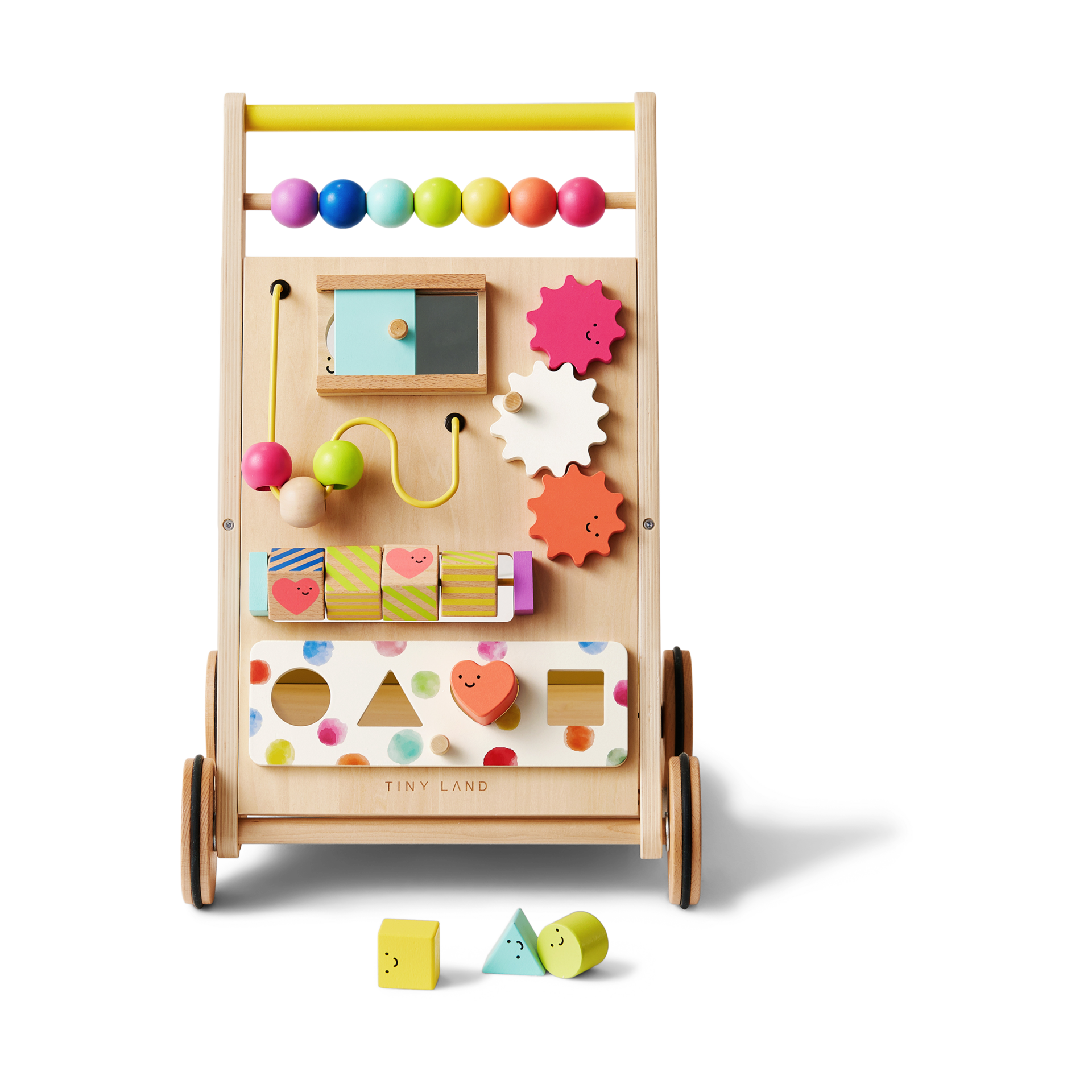 Tiny Land Premium Natural Wooden Activity Walker.