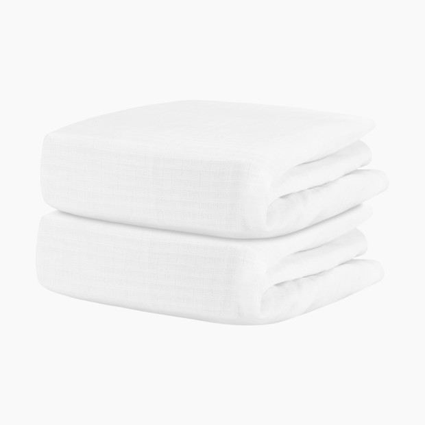 Newton Baby 2-Pack Organic Cotton Breathable Mini Crib Sheets - Solid White 2 Pack.