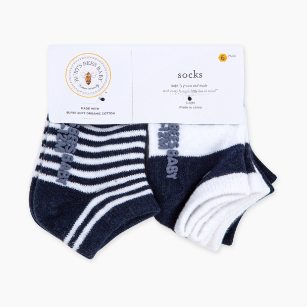 Burt's Bees Baby Ankle Socks (6 Pack) - Midnight, 3-12 Months.