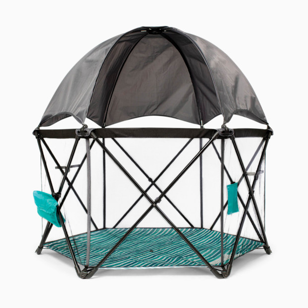 Baby Delight Go With Me Eclipse Portable Playard With Canopy - Watercolor Stripe/Grey.