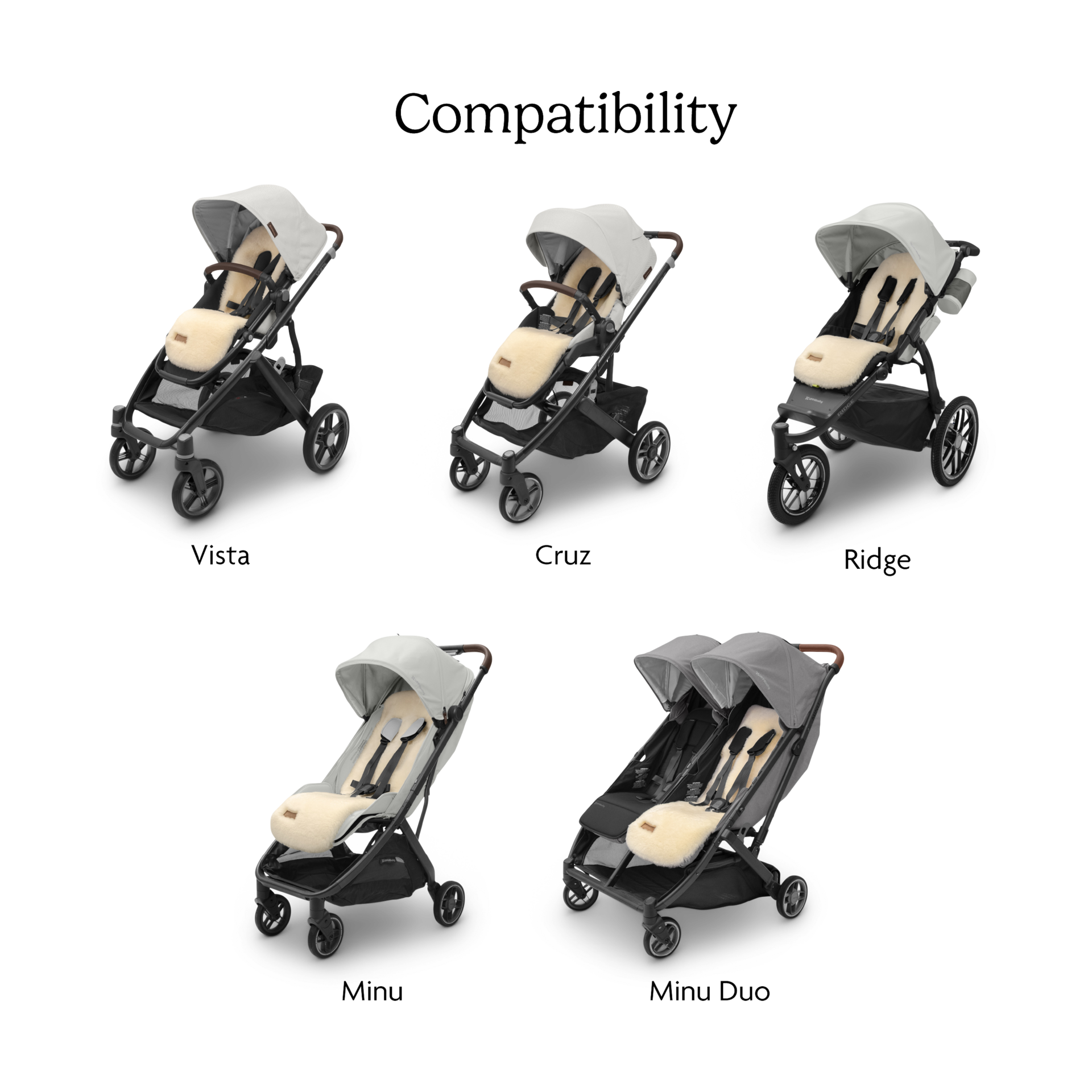UPPAbaby Seat Liner Luxe - Natural Shearling Wool.