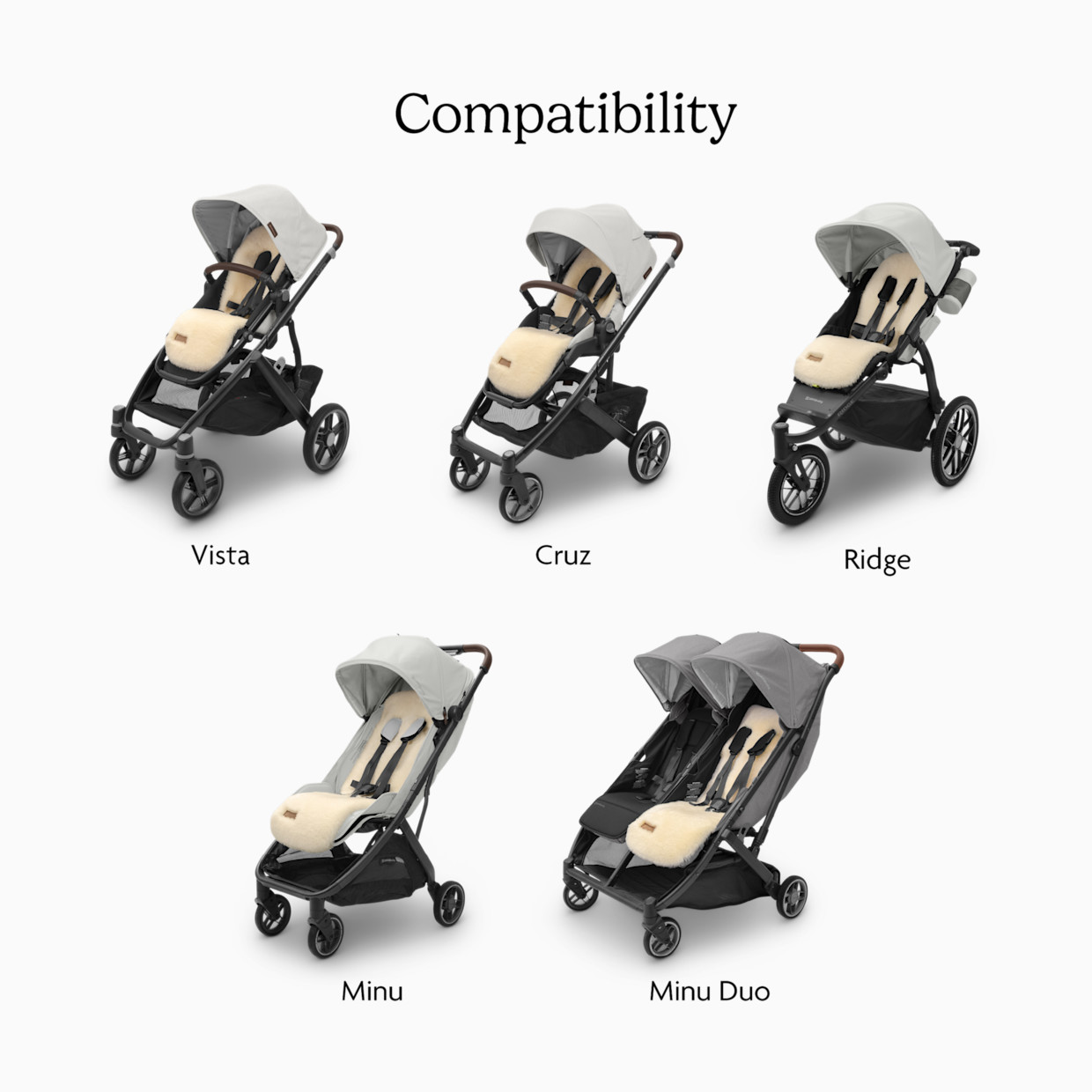 UPPAbaby Seat Liner Luxe - Natural Shearling Wool.