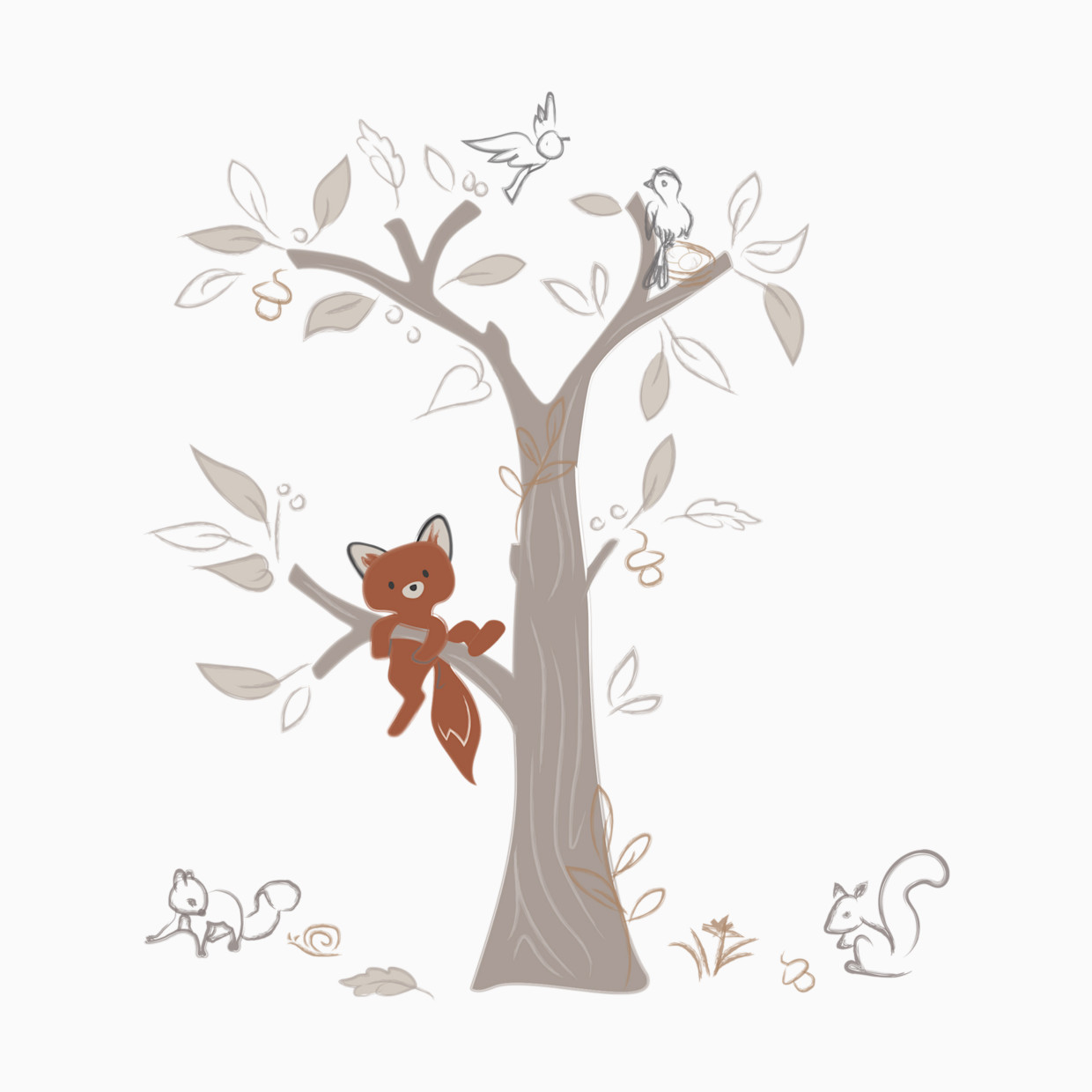 Lambs & Ivy Wall Decals - Treetop Fox.