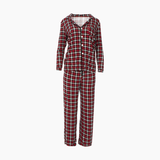 KicKee Pants Women's Collared Pajamas Set - Holiday Plaid, Xs.
