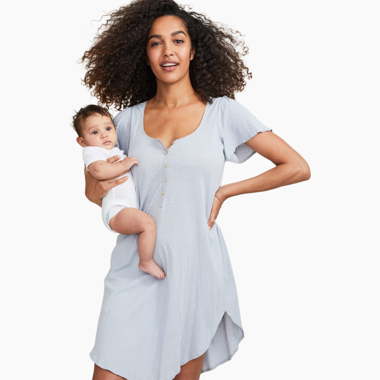 Hatch Collection The Organic Pointelle Nightgown - Light Blue, 0.