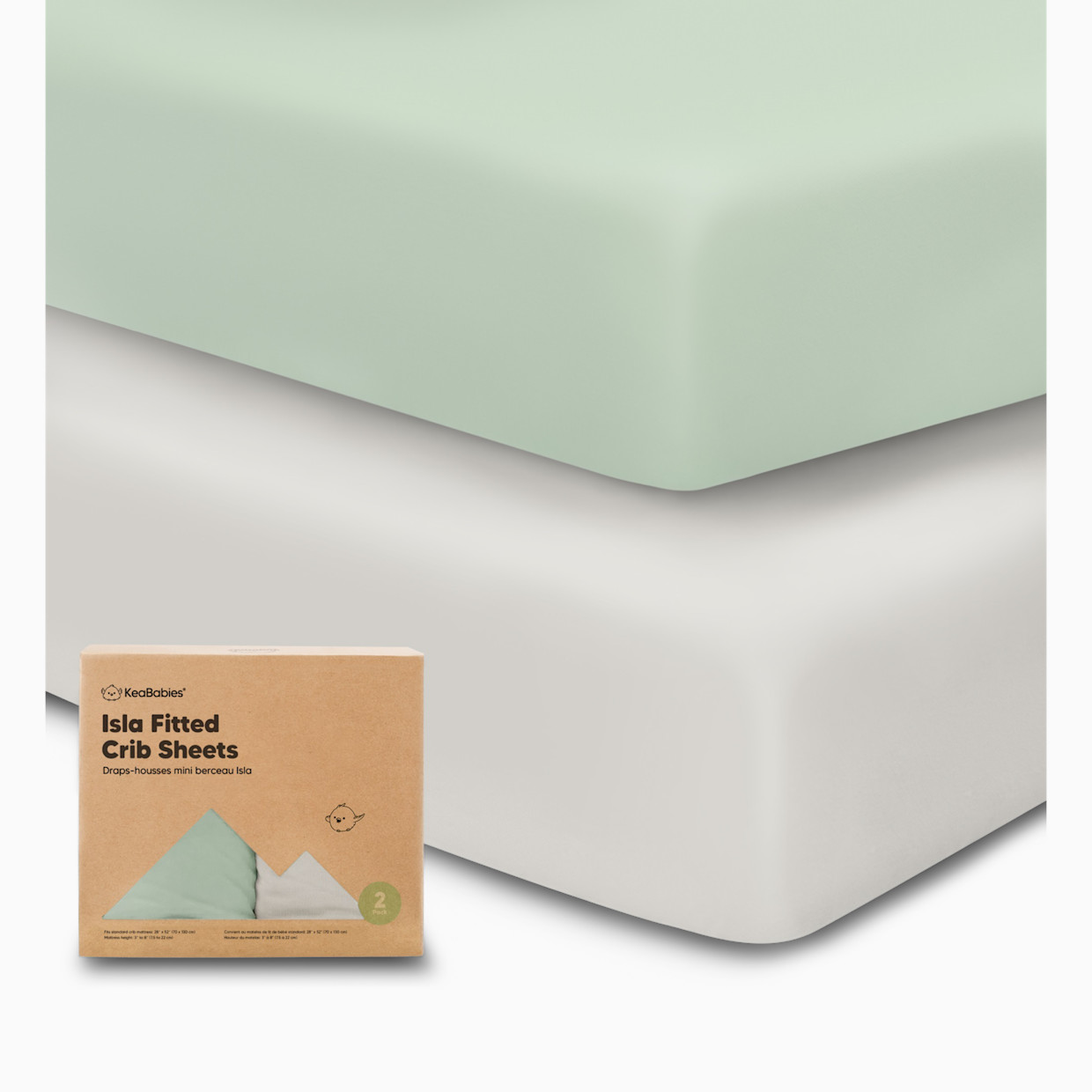 KeaBabies Isla Bamboo Viscose Fitted Crib Sheets - Sage.