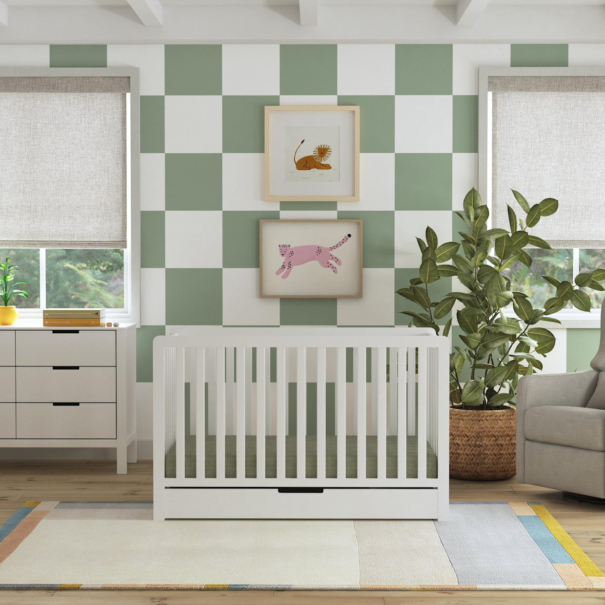 Carter's by daVinci Colby 4-in-1 Convertible Crib with Trundle Drawer - White.