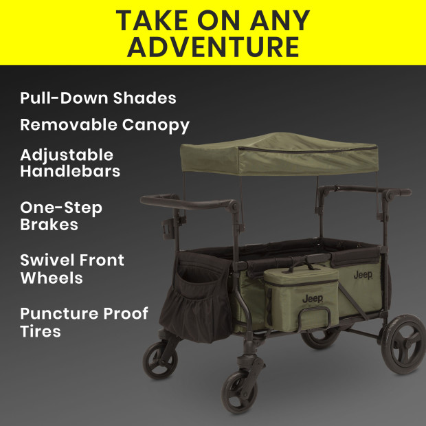 Delta Children Jeep Deluxe Wrangler Wagon Stroller with Cooler Bag & Parent  Organizer | Babylist Store