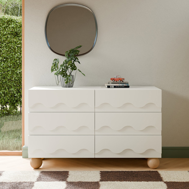 babyletto Lido Wave 6-Drawer Wide Assembled Dresser.