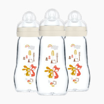MAM Feel Good Medium Flow Premium Glass Baby Bottles, Easy Switch Between Breast and Bottle, 9oz, 2+ Months, Unisex, 3 Pack
