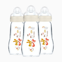 MAM Feel Good Medium Flow Premium Glass Baby Bottles, Easy Switch Between Breast and Bottle, 9oz, 2+ Months, Unisex, 3 Pack
