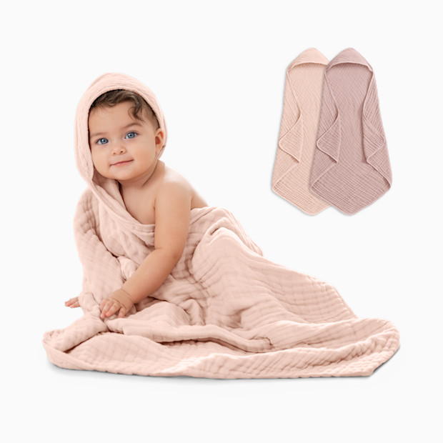 Comfy Cubs Cotton Muslin Hooded Baby Towel (2 Pack).