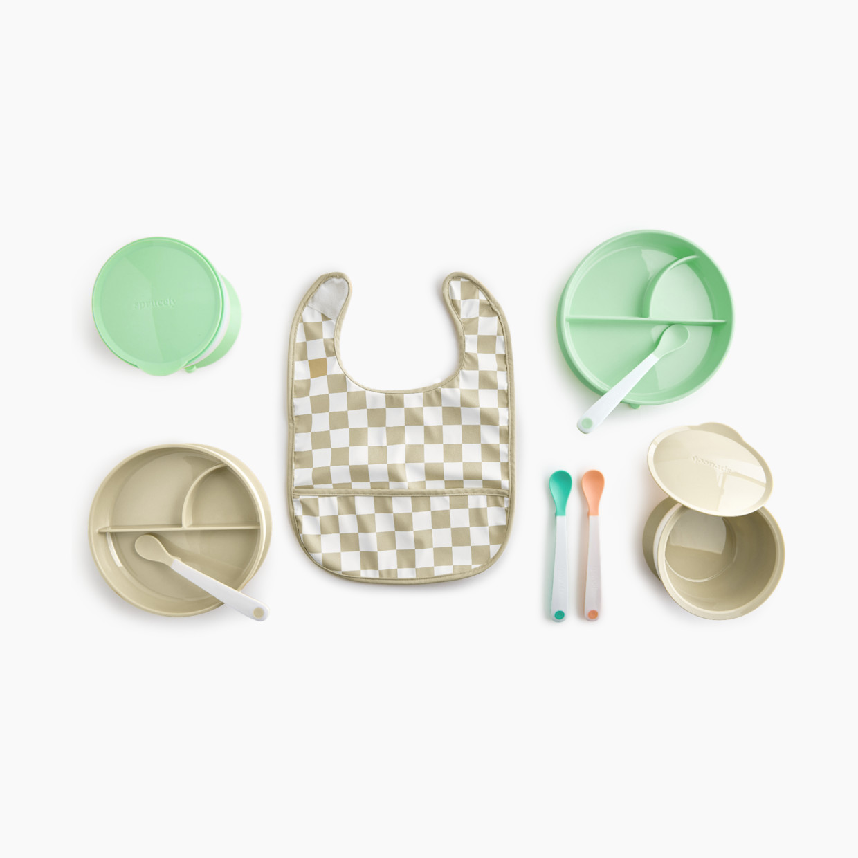 Sprucely Solid Feeding Starter Set (9-Piece) - Green Multi.