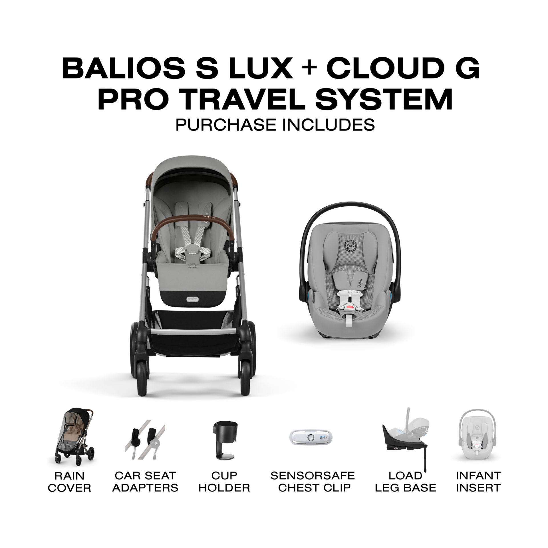 Cybex Balios S Lux + Cloud G Pro Travel System - Stone Grey.