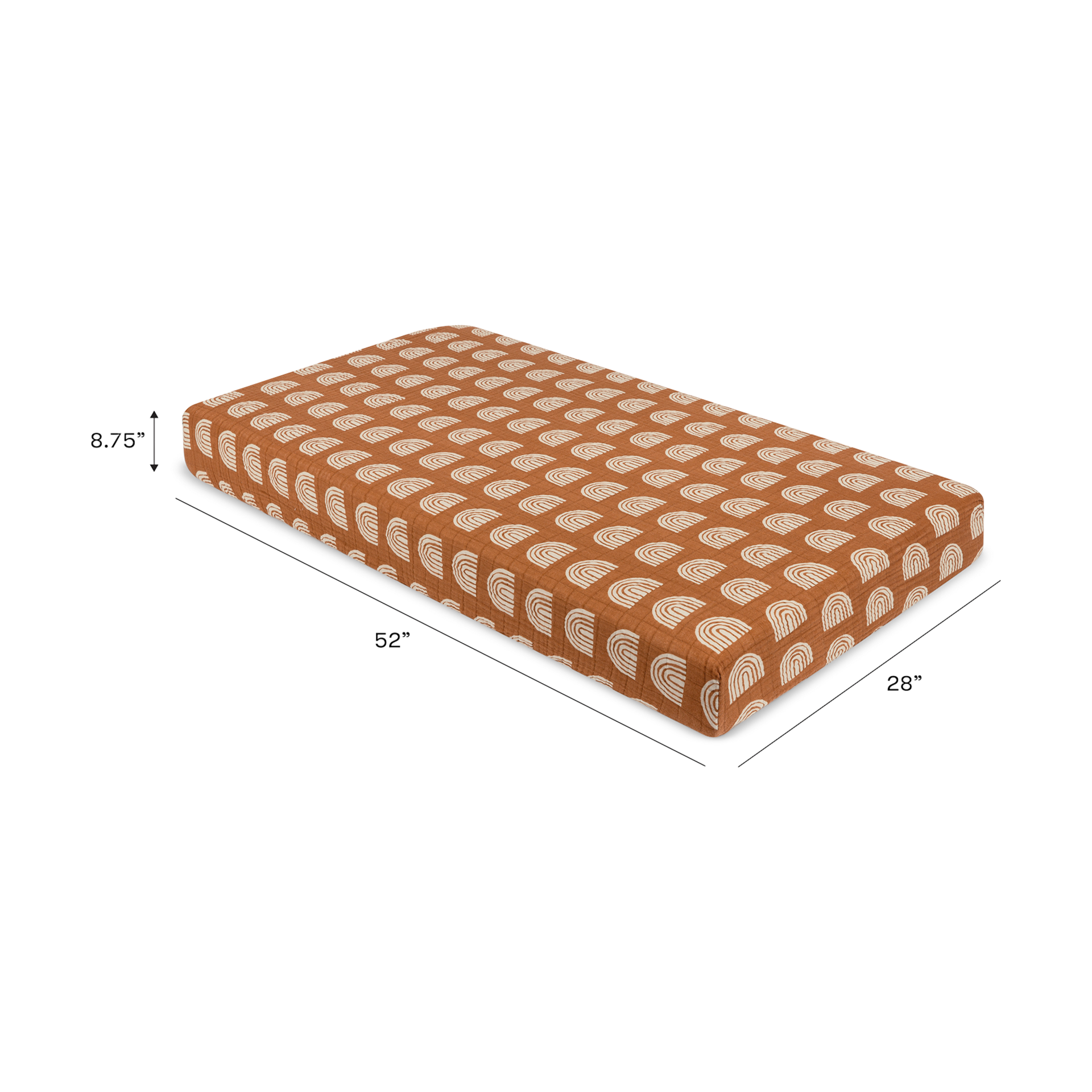 babyletto Crib Sheet in GOTS Certified Organic Muslin Cotton - Terracotta Rainbow.