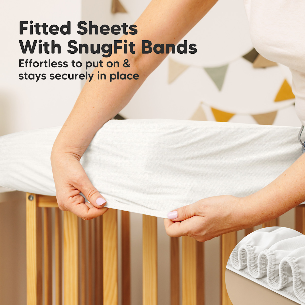 KeaBabies 2-Pack Mavy Protect+ Waterproof Crib Mattress Protector - Soft White.