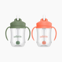 Amazon.com: Dr. Brown's Milestones, Baby's First Straw Cup Sippy Cup with Straw, 6m+, 9oz/270ml, 2 Pack, Coral & Olive Green, BPA Free : Sports & Outdoors