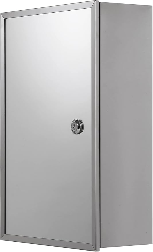 Croydex  Lockable Bathroom Storage (Stainless Steel with Mirrored Door).