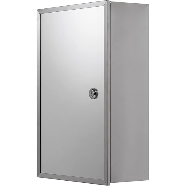 Croydex Lockable Bathroom Storage (Stainless Steel with Mirrored Door).