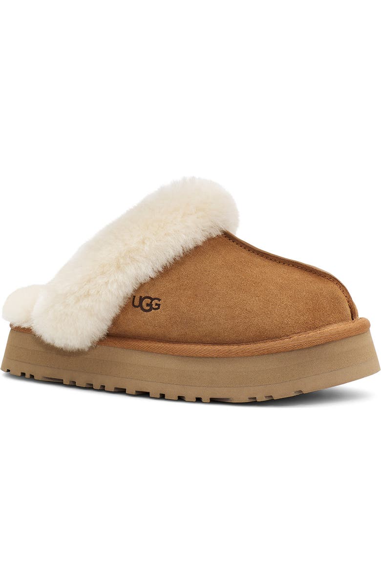 UGG Women Disquette Slipper (Women), Chestnut Suede.