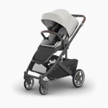 UPPAbaby Cruz V3 Stroller - from Birth + Car Seat Compatible - Full-Size, Reversible Seat - Infant Insert, Bug and Rain Shields Included - Savannah (Pearl Gray Jacquard/Carbon Frame/Chestnut Leather)