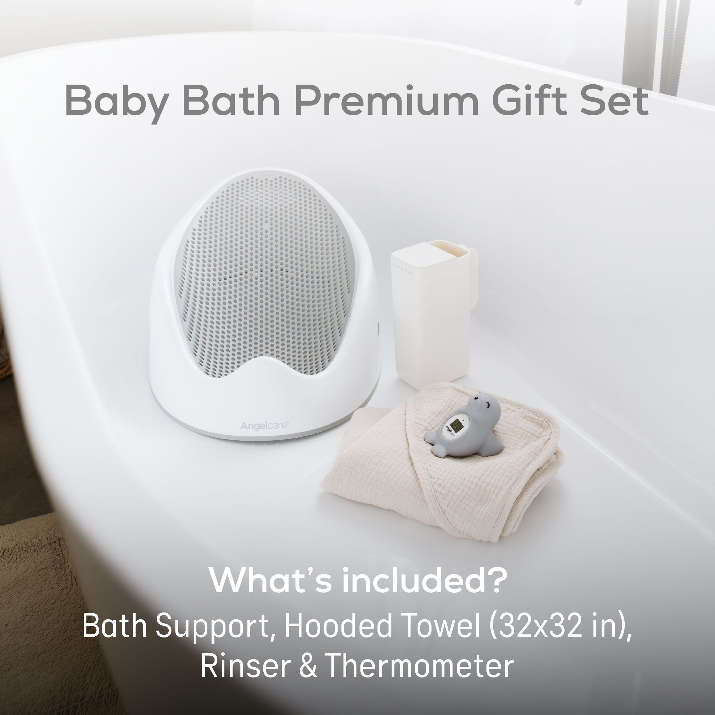 Angelcare Soft-Touch Baby Bath Support Bundle - Gray, 4-Piece.