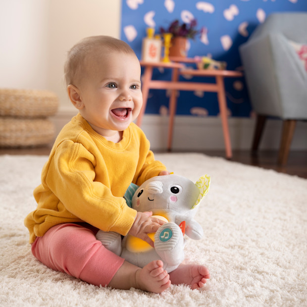 Bright Starts Hug-a-Bye Baby Elephant Stuffed Animal & Soft Toy Soother.