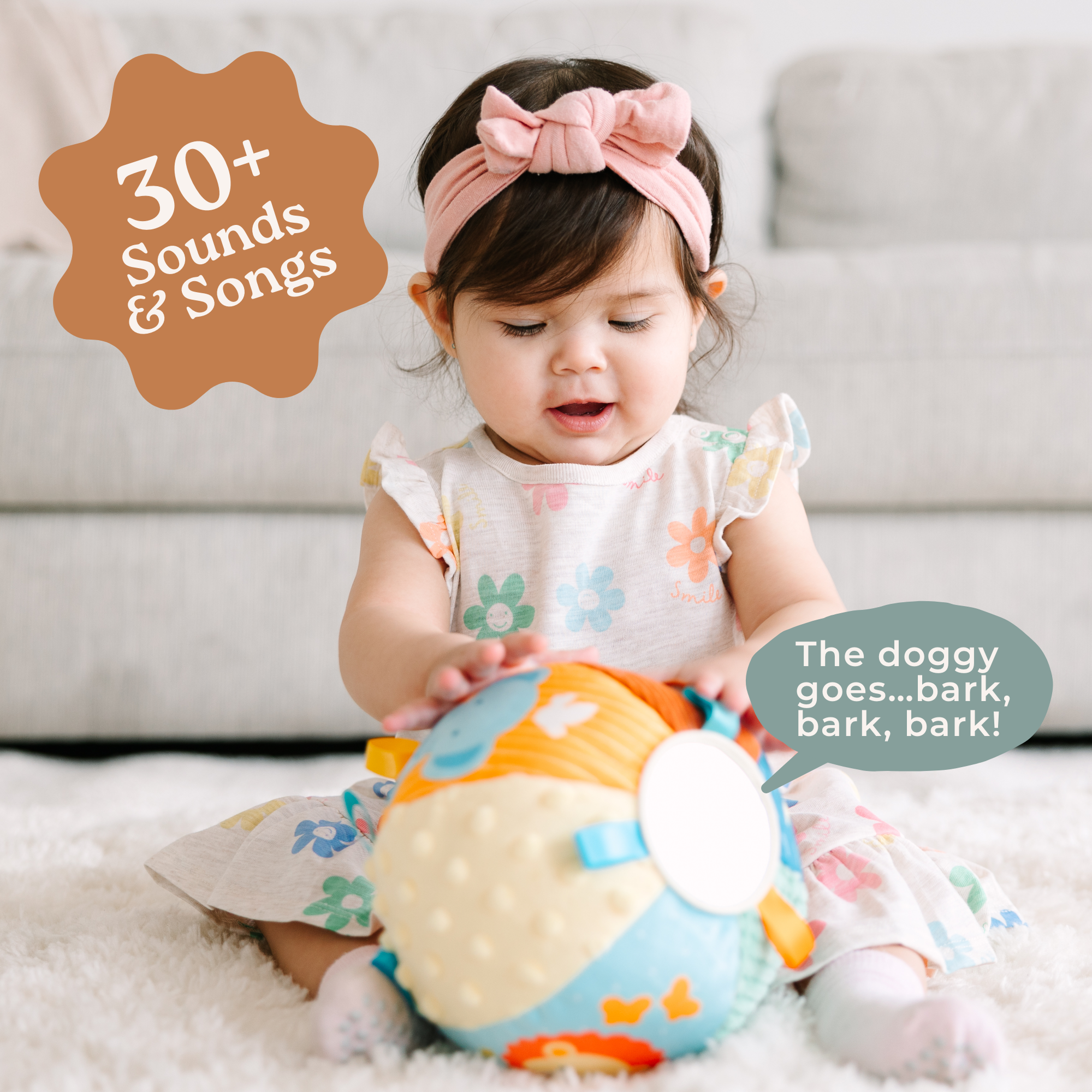 Little Acorn Interactive Textured Baby Ball with 30+ Sounds & Songs - Multi-Color.