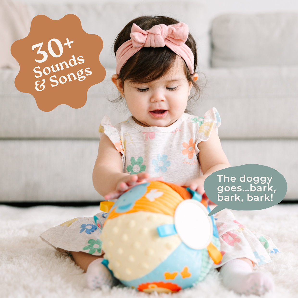 Little Acorn Interactive Textured Baby Ball with 30+ Sounds & Songs - Multi-Color.