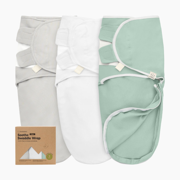 KeaBabies Soothe Zippy Swaddle Wraps (3 Pack) - Sage, One Size.
