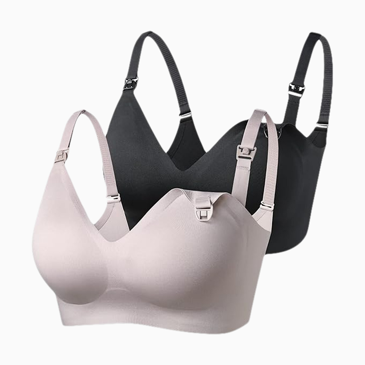 Momcozy Ultra Soft & Omni Maternity Nursing Bra (2 Pack) - Black/Brown, Small.