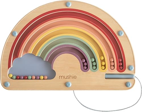mushie Wooden Magnetic Rainbow Maze.