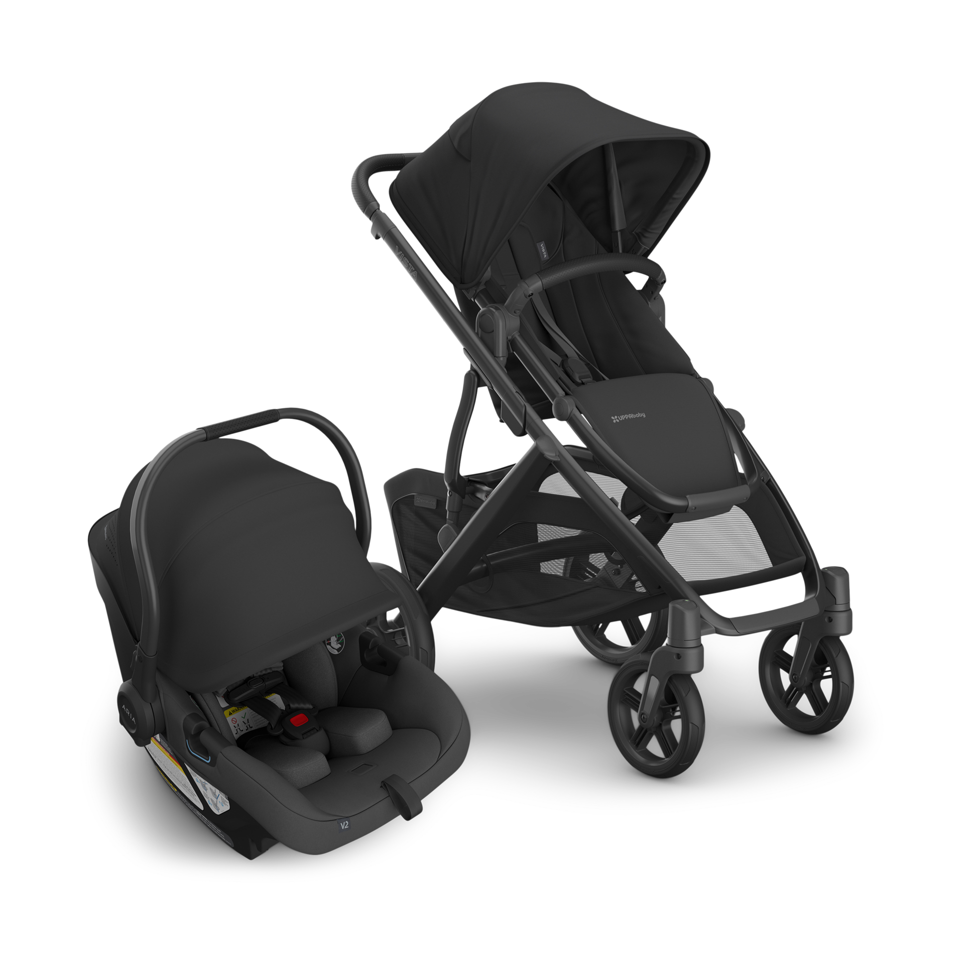 UPPAbaby Vista V3 Stroller & Aria V2 Lightweight Infant Car Seat Travel System.