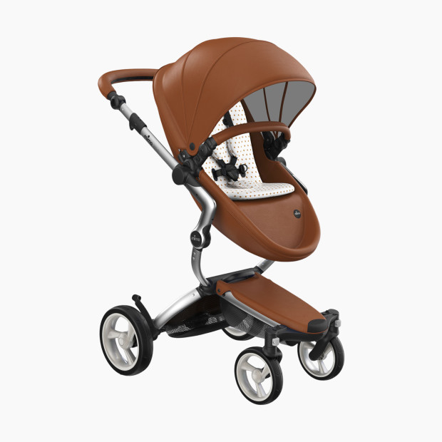 Mima Xari Aluminum Chassis Stroller with Reversible Reclining Seat & Carrycot - Sandy Beige/ Camel Seat Box.