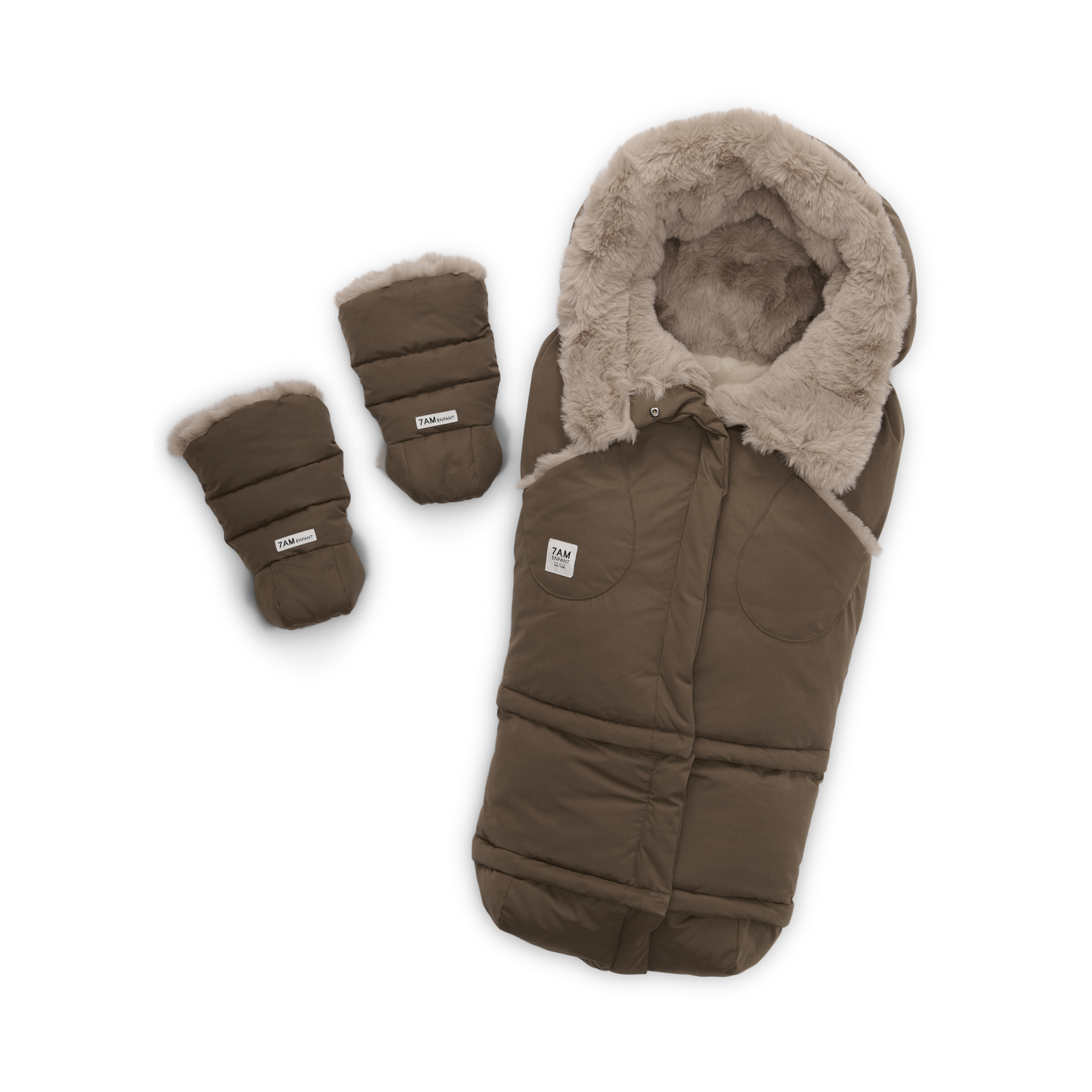 7AM Enfant Blanket 212 Evolution - Moss Brown/Greige Fur, Helsinki, 6 M-4 T.