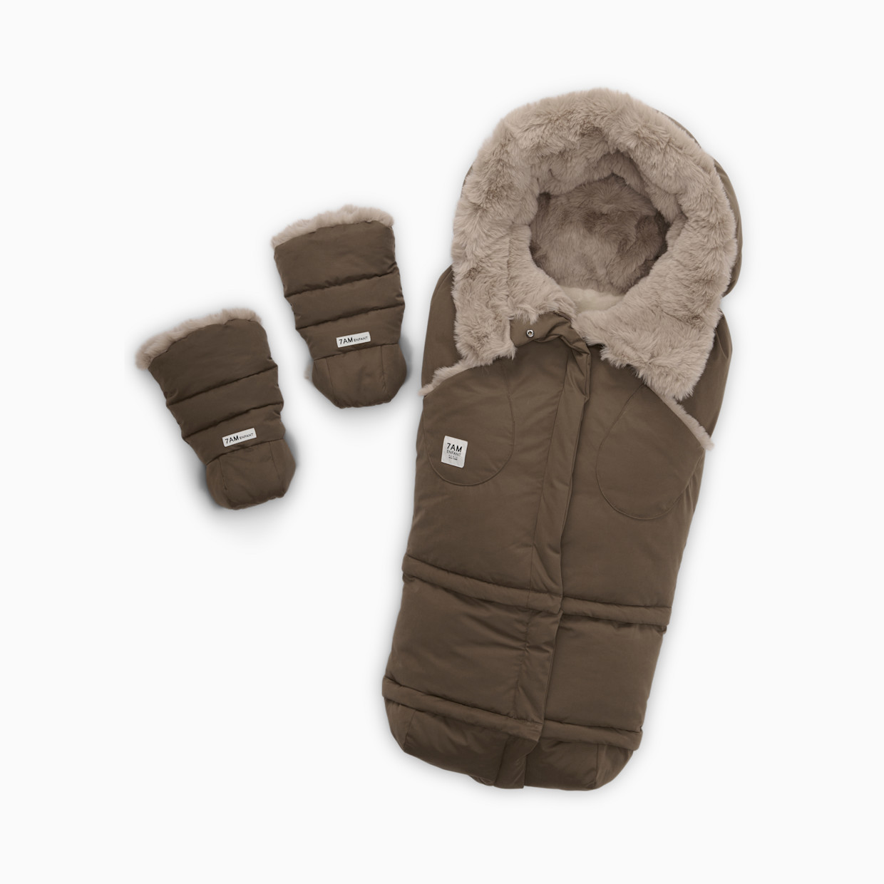 7AM Enfant Blanket 212 Evolution - Moss Brown/Greige Fur, Helsinki, 6 M-4 T.